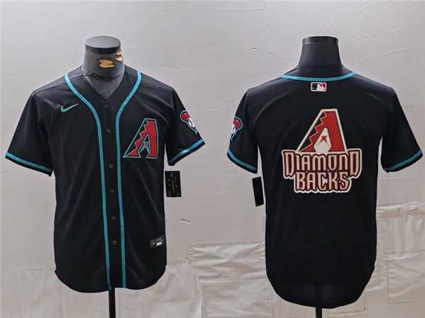 Men%27s Arizona Diamondbacks Black Team Big Logo Cool Base Stitched Baseball Jersey